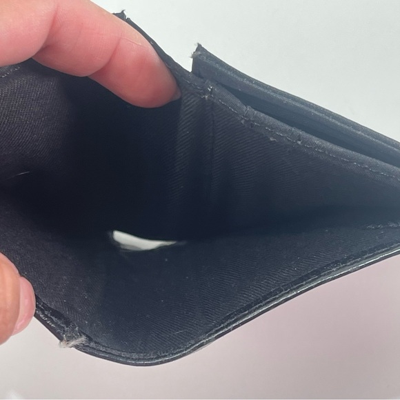 Fossil Genuine Leather Small Trifold Wallet Black White Stitch Snap Coin Purse - Picture 7 of 10